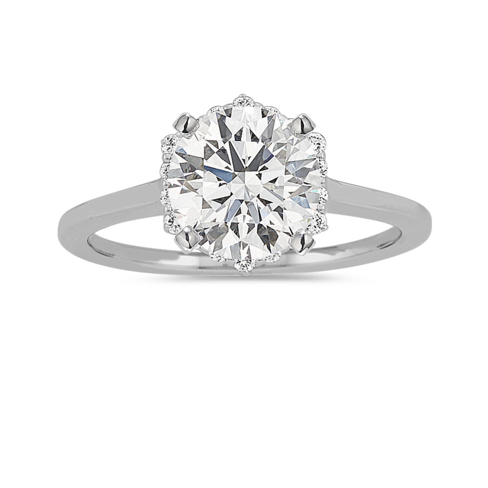 Halo Diamond Engagement Ring in 14k White Gold
