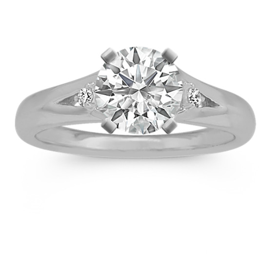 Diamond Cathedral Engagement Ring in 14k White Gold with Brilliant Round Diamond
