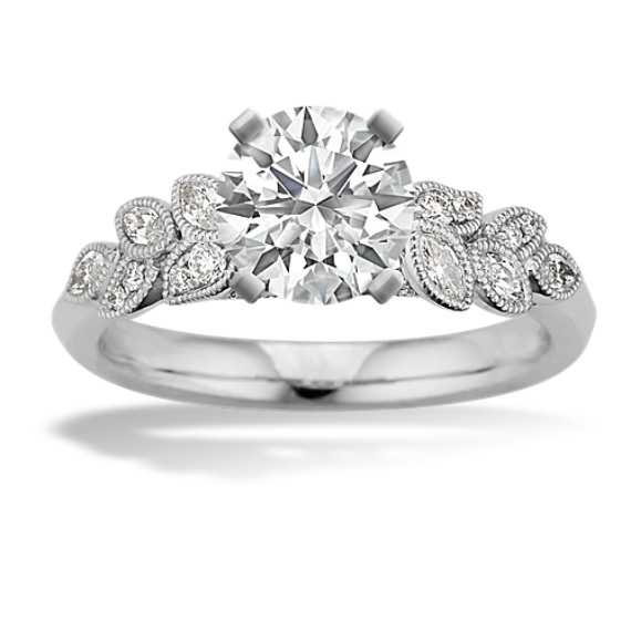Diamond Vintage Leaf Engagement Ring 