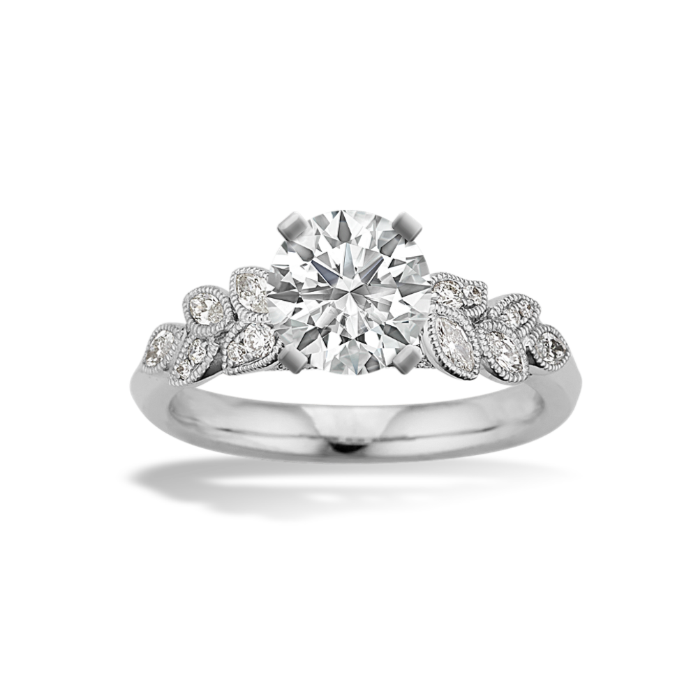Orna Natural Diamond Vintage Leaf Engagement Ring