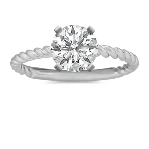 Swirl Engagement Ring in 14k White Gold