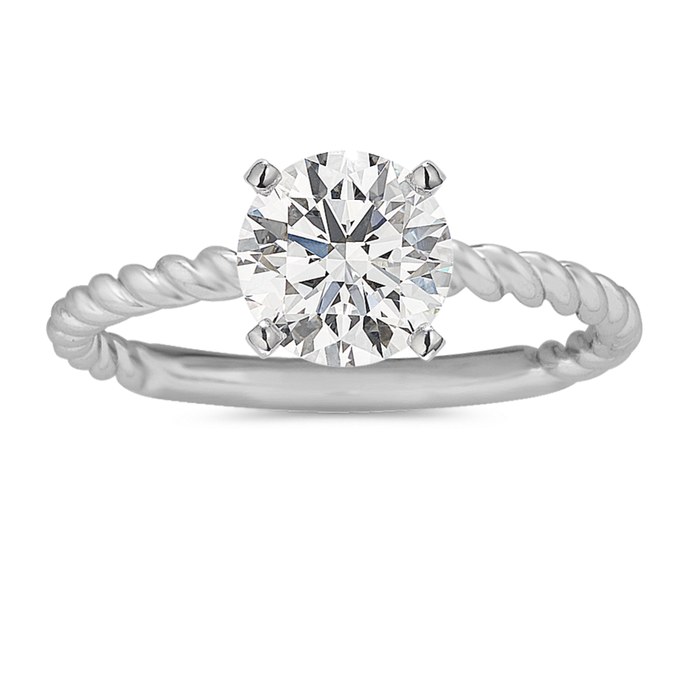 Swirl Engagement Ring in 14k White Gold