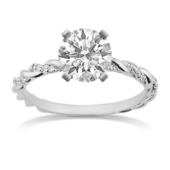 Diamond Swirl Engagement Ring in 14k White Gold