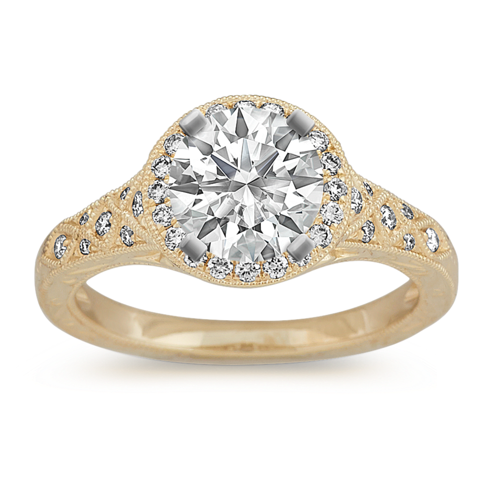 Vintage Diamond Halo Engagement Ring Shane Co