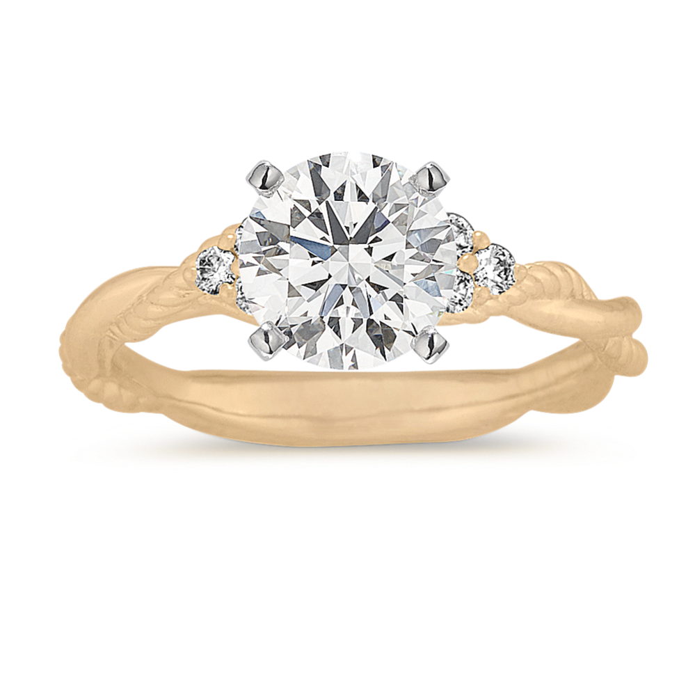 Diamond Swirl Engagement Ring in 14k Yellow Gold