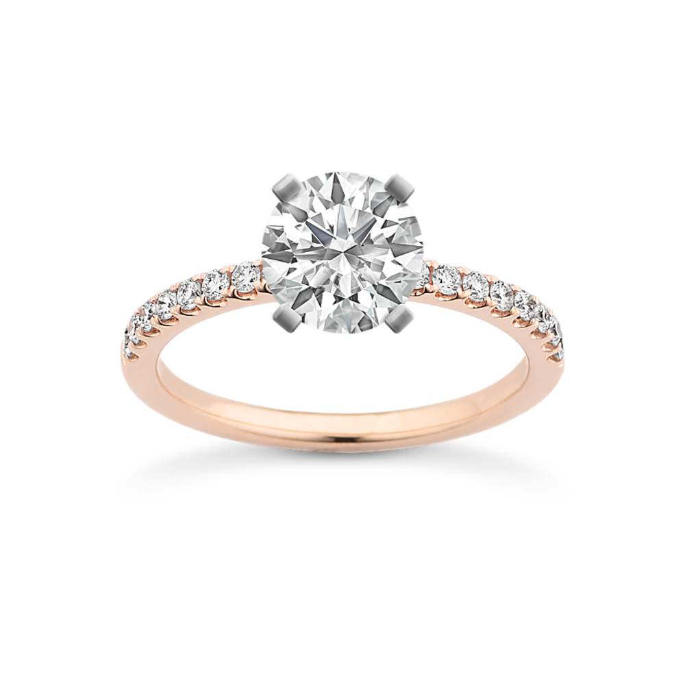 Natural Diamond Engagement Ring with Pave Setting (size 8)
