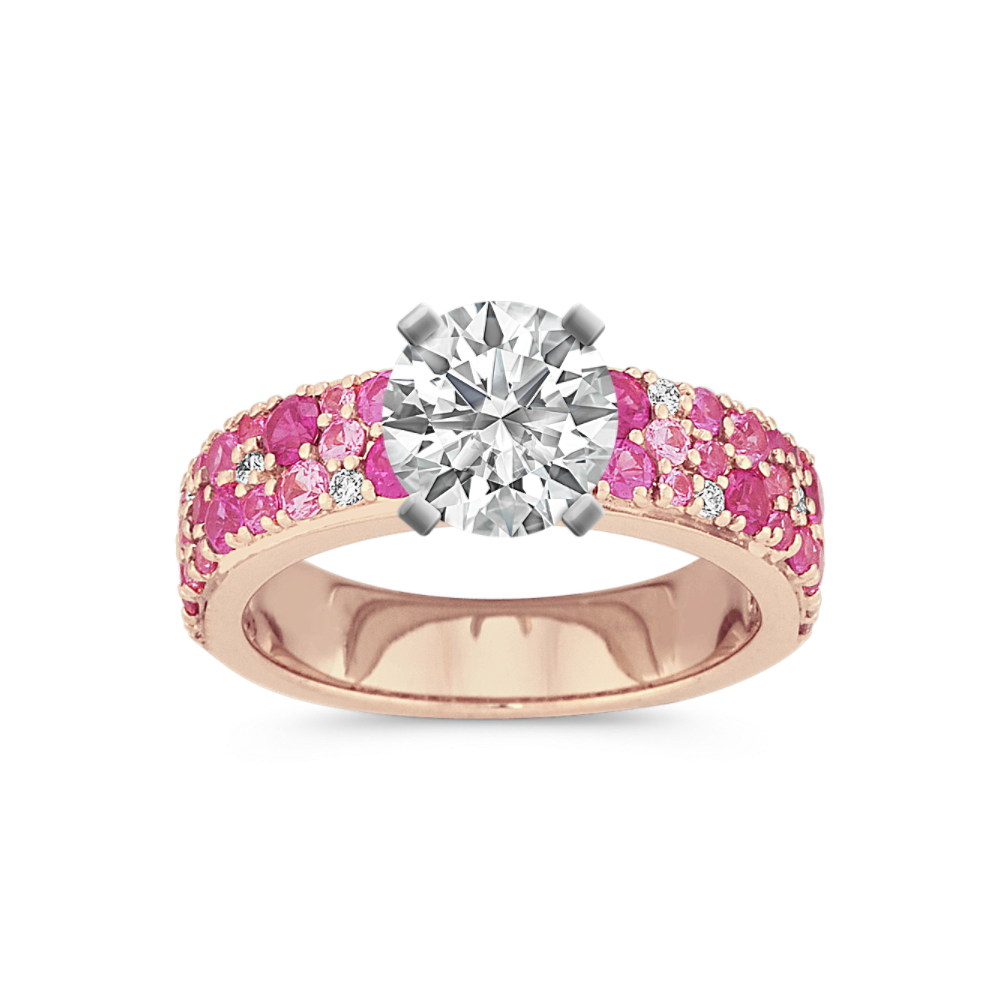 Mosaic Pink Natural Sapphire and Natural Diamond Engagement Ring