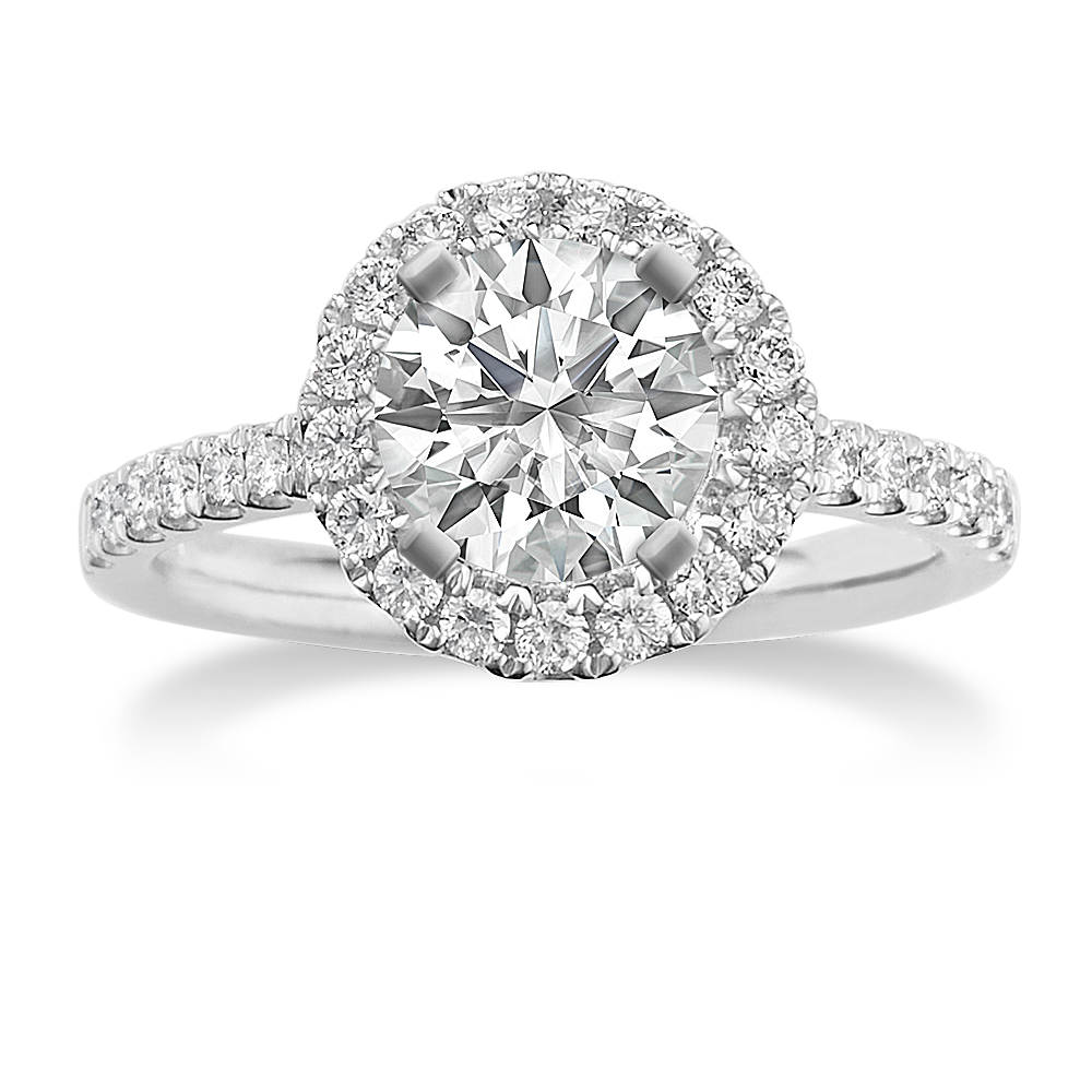 Diamond Halo Engagement Ring in Platinum