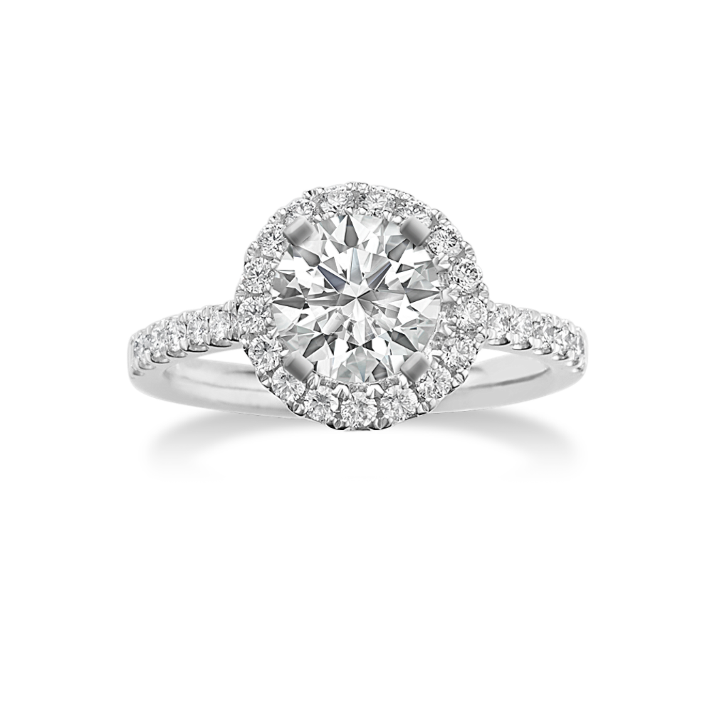 Natural Diamond Halo Engagement Ring in Platinum