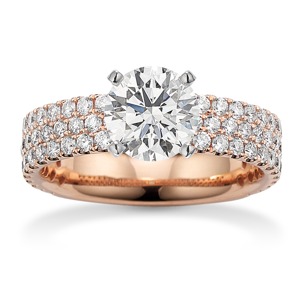Charlotte Three-Row Diamond Pave Engagement Ring