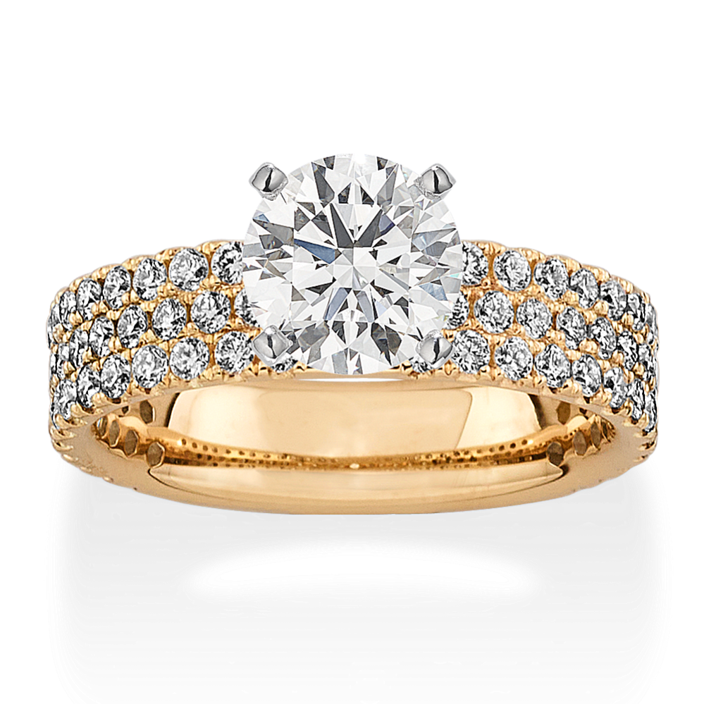 Charlotte Three-Row Diamond Pave Engagement Ring