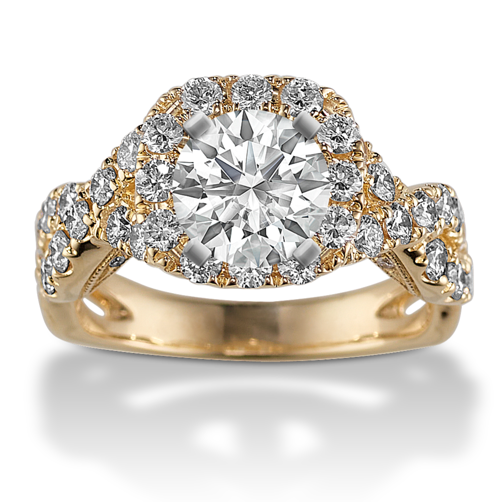 Alouette Round Halo Diamond Infinity Engagement Ring