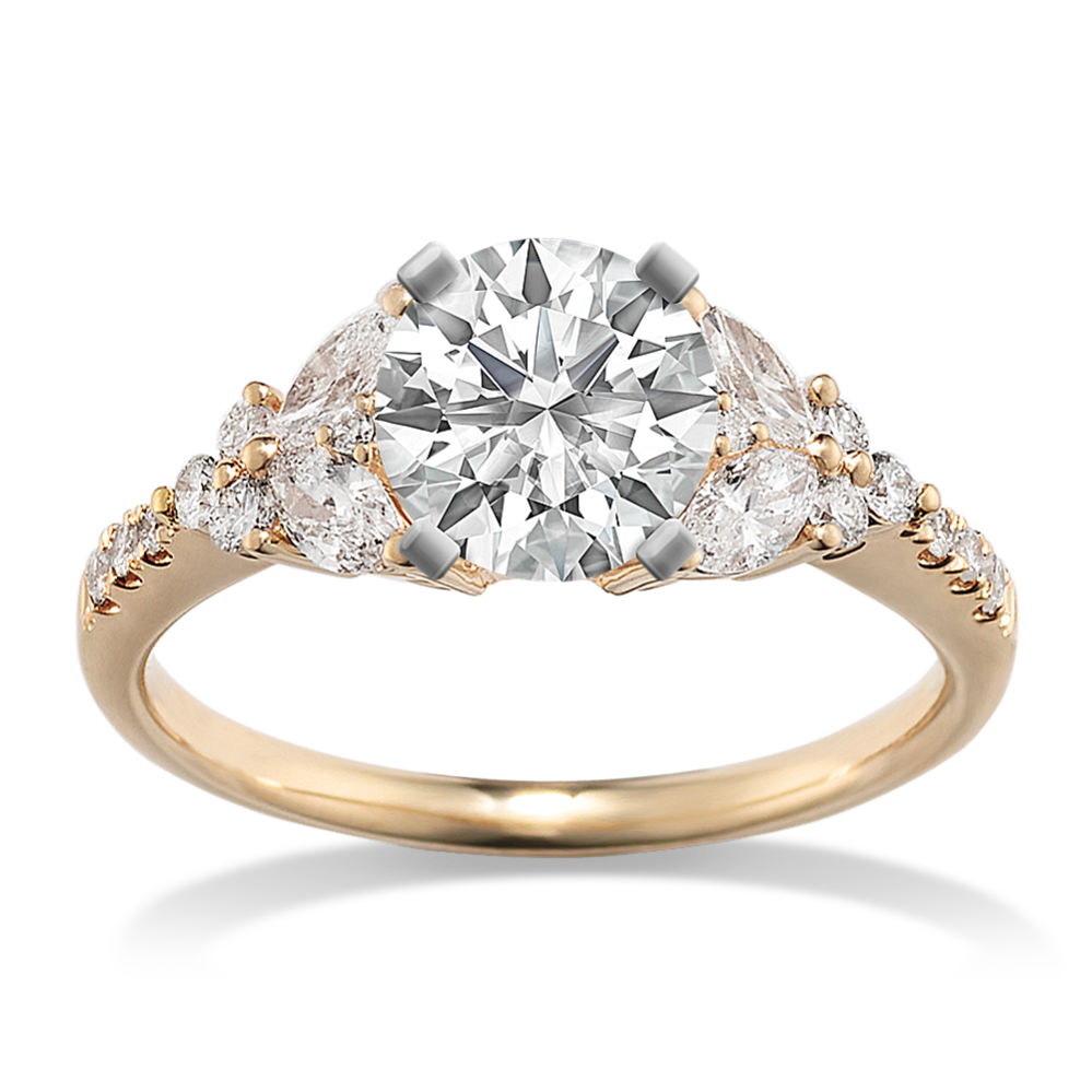 Diamond Foliage 14K Yellow Gold Engagement Ring