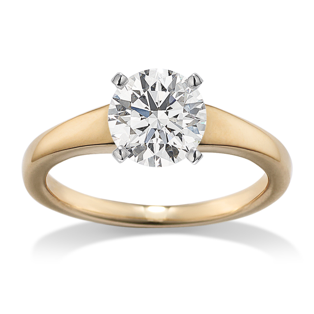 Tapered 14k Yellow Gold Cathedral Engagement Ring