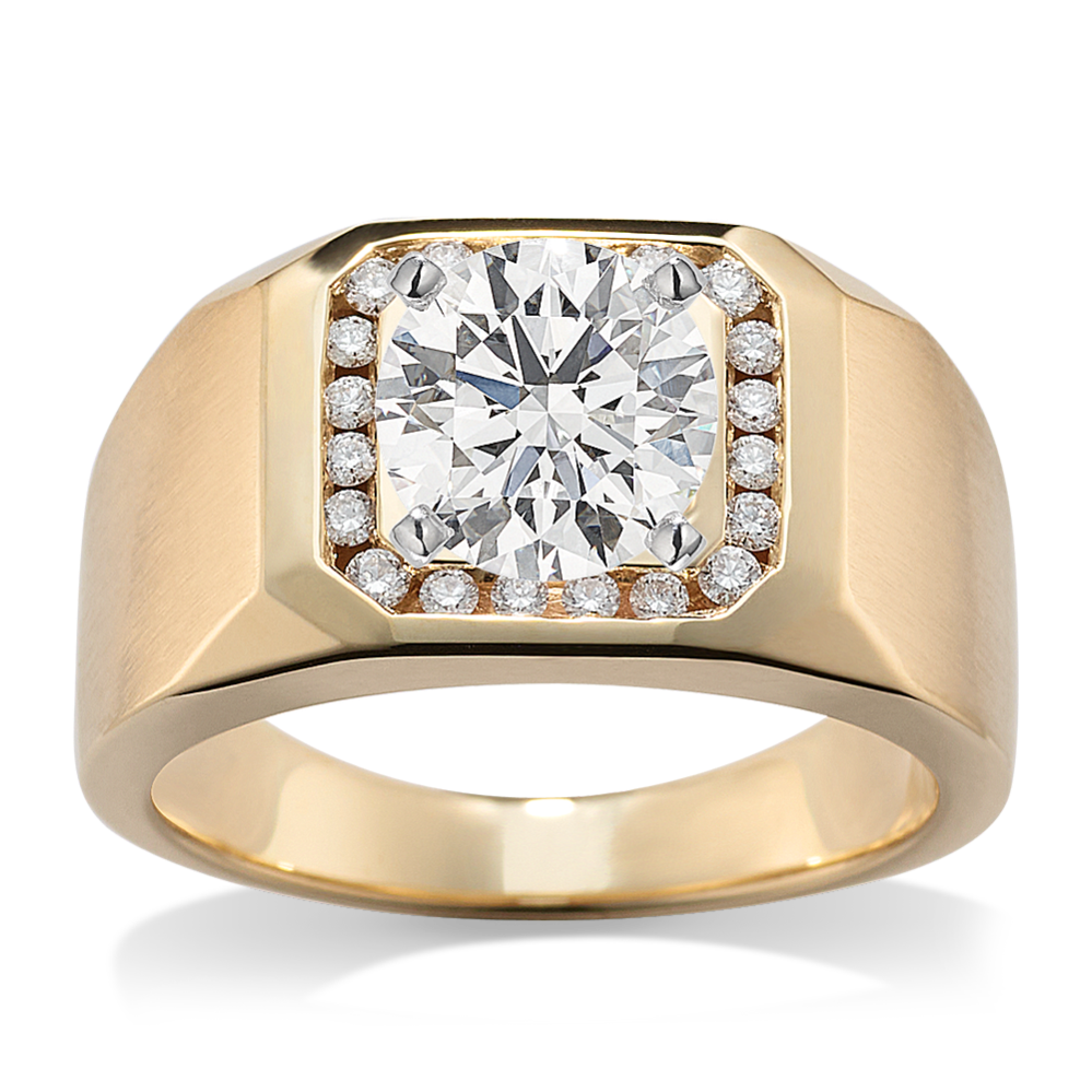 Channel-Set Halo Mens Engagement Ring (4.4mm)