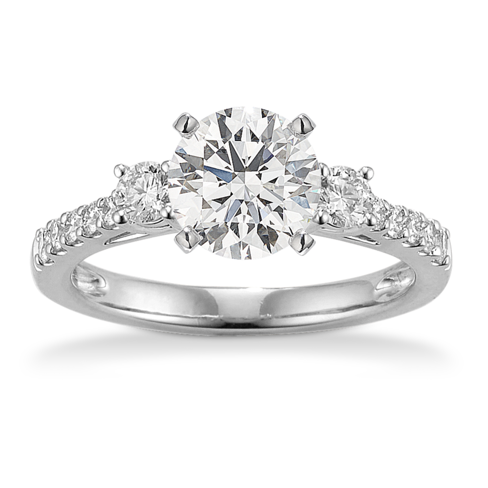 Fairytale Three-Stone Engagement Ring in Platinum