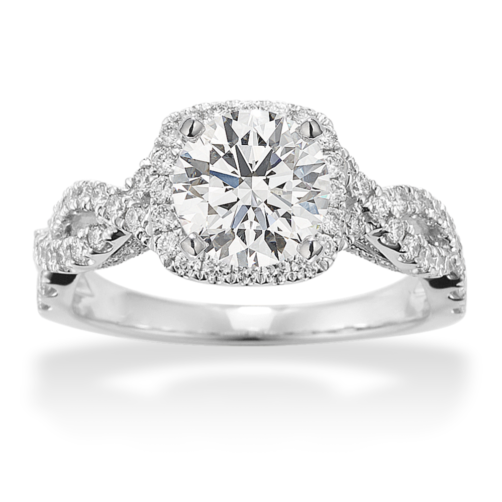 Echo Infinity Halo Engagement Ring in Platinum