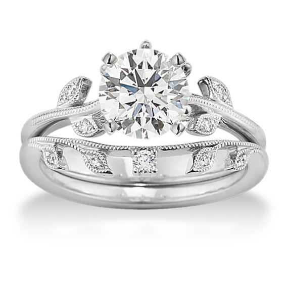 Shane Co. Enchanted Forest Wedding Set Ring, White Gold, 4.4 mm (Setting Price)