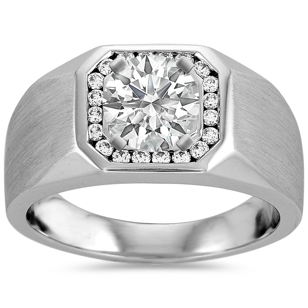 Channel-Set Halo Mens Engagement Ring (4.4mm)