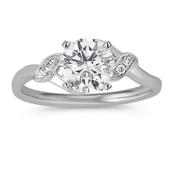 Round Diamond Vine Ring in 14k White Gold