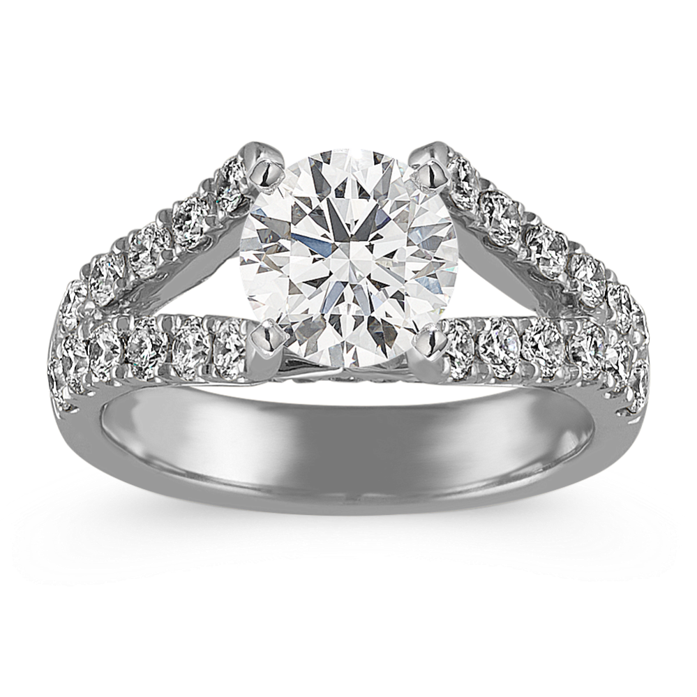 Split Shank Cathedral Diamond Engagement Ring
