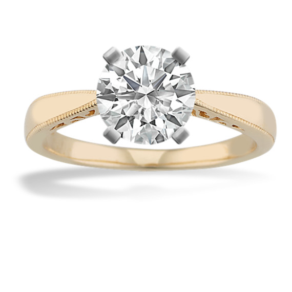 14k Yellow Gold Engagement Ring with Brilliant Round Diamond