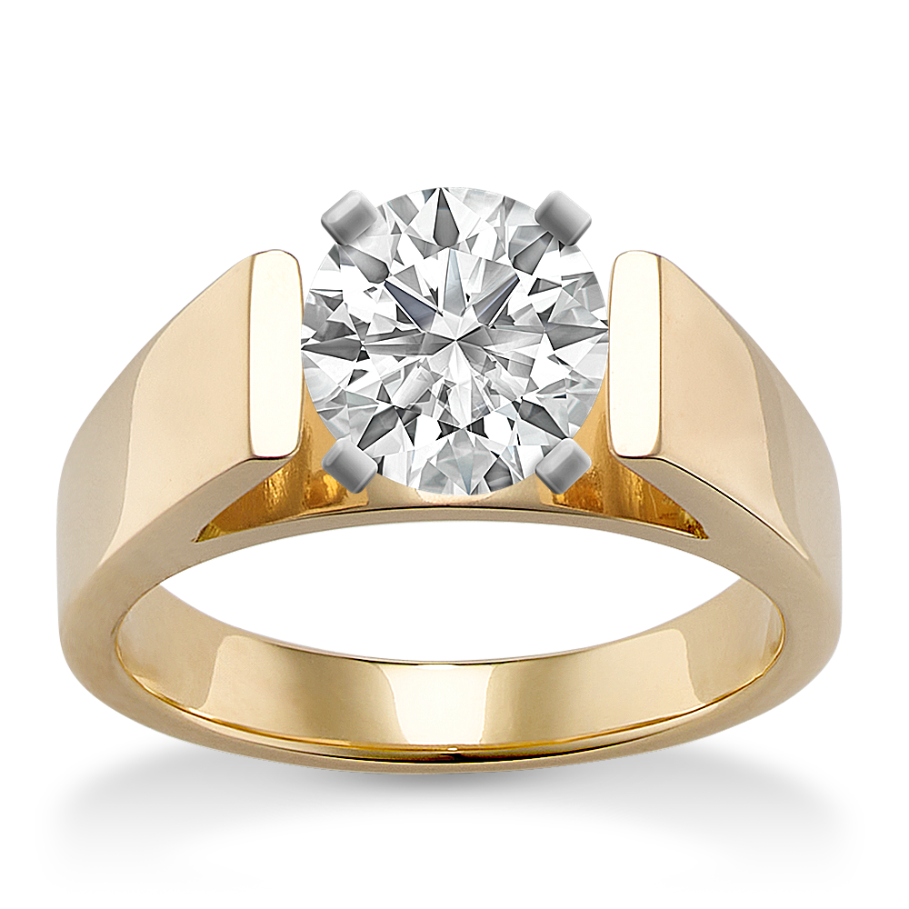 Cathedral Solitaire 14k Yellow Gold Engagement Ring