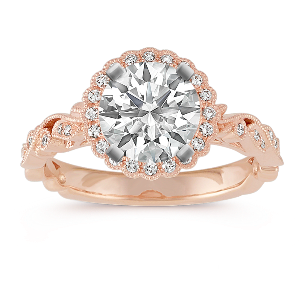 Chantilly Halo Engagement Ring Round Shane Co