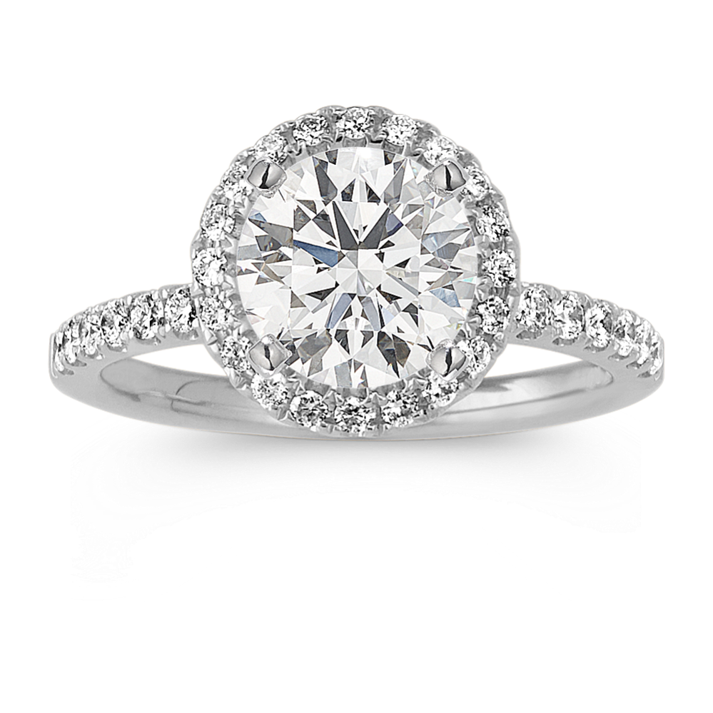 Serene Diamond Halo Engagement Ring in 14k White Gold