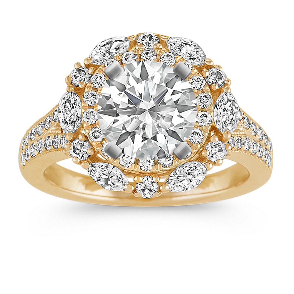 Double-Halo Diamond Engagement Ring in Yellow Gold
