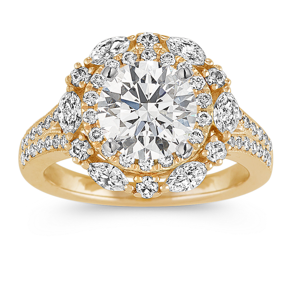 Double-Halo Diamond Engagement Ring in Yellow Gold