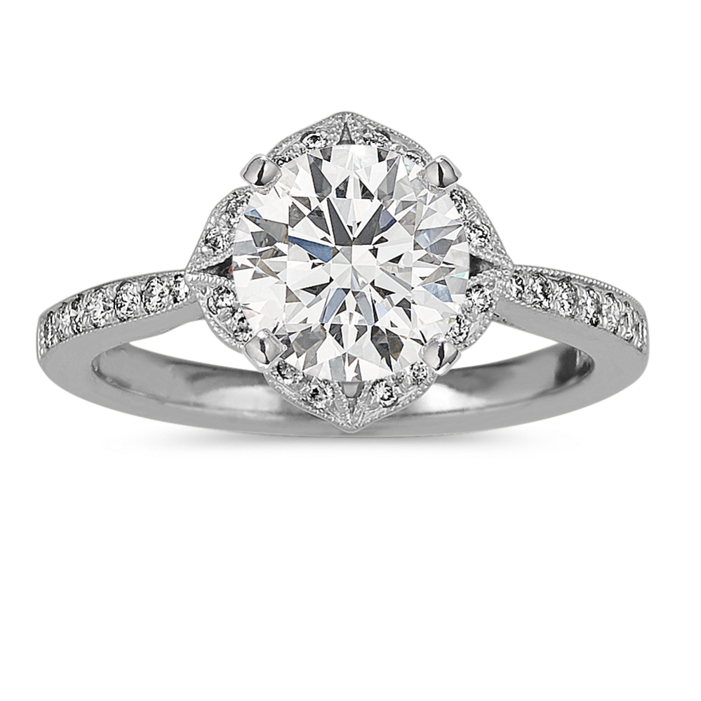 Romance Two-Tone Diamond Halo Engagement Ring