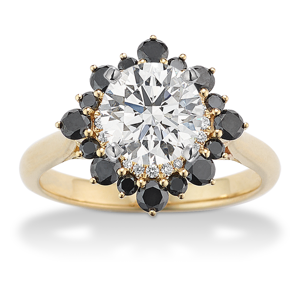 Prestige Black Diamond Halo Engagement Ring