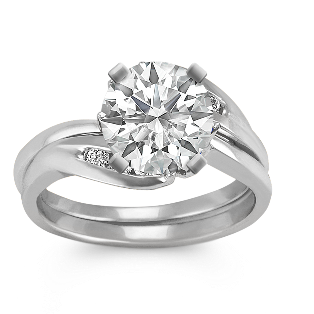 Round Sapphire and Diamond Wedding Set