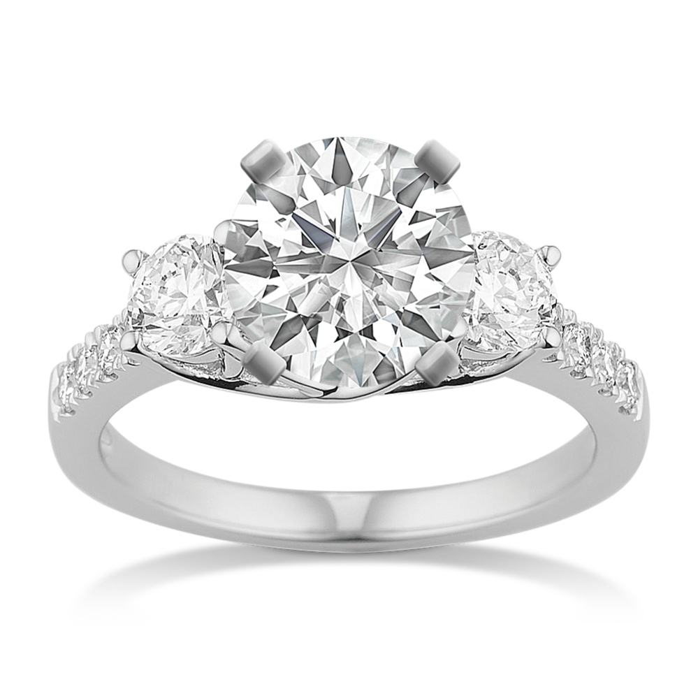 Forte Three-Stone Engagement Ring in Platinum