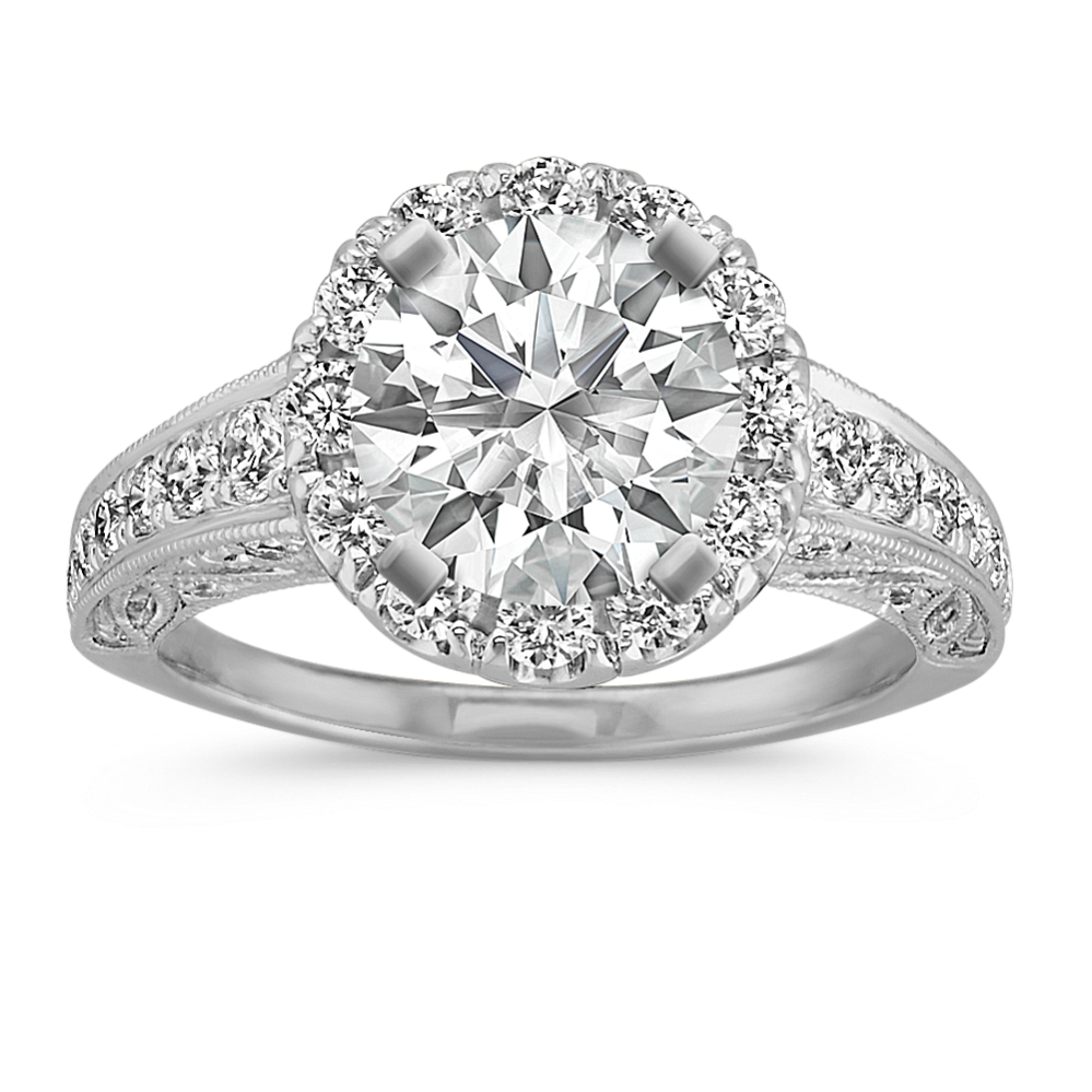 Round Diamond Halo Vintage Engagement Ring