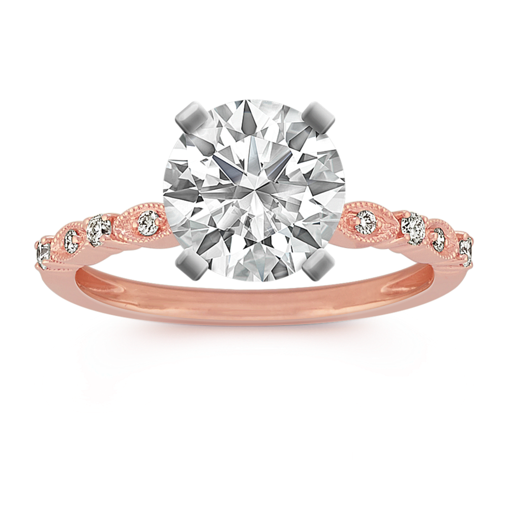 Como Vintage Diamond Engagement Ring in 14K Rose Gold
