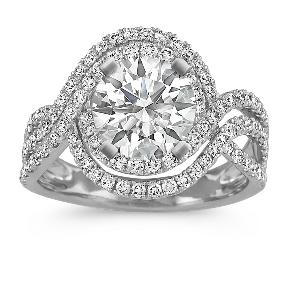 Round Diamond Swirl Engagement Ring