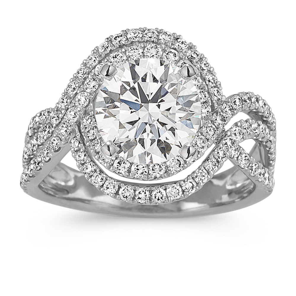 Round Diamond Swirl Engagement Ring