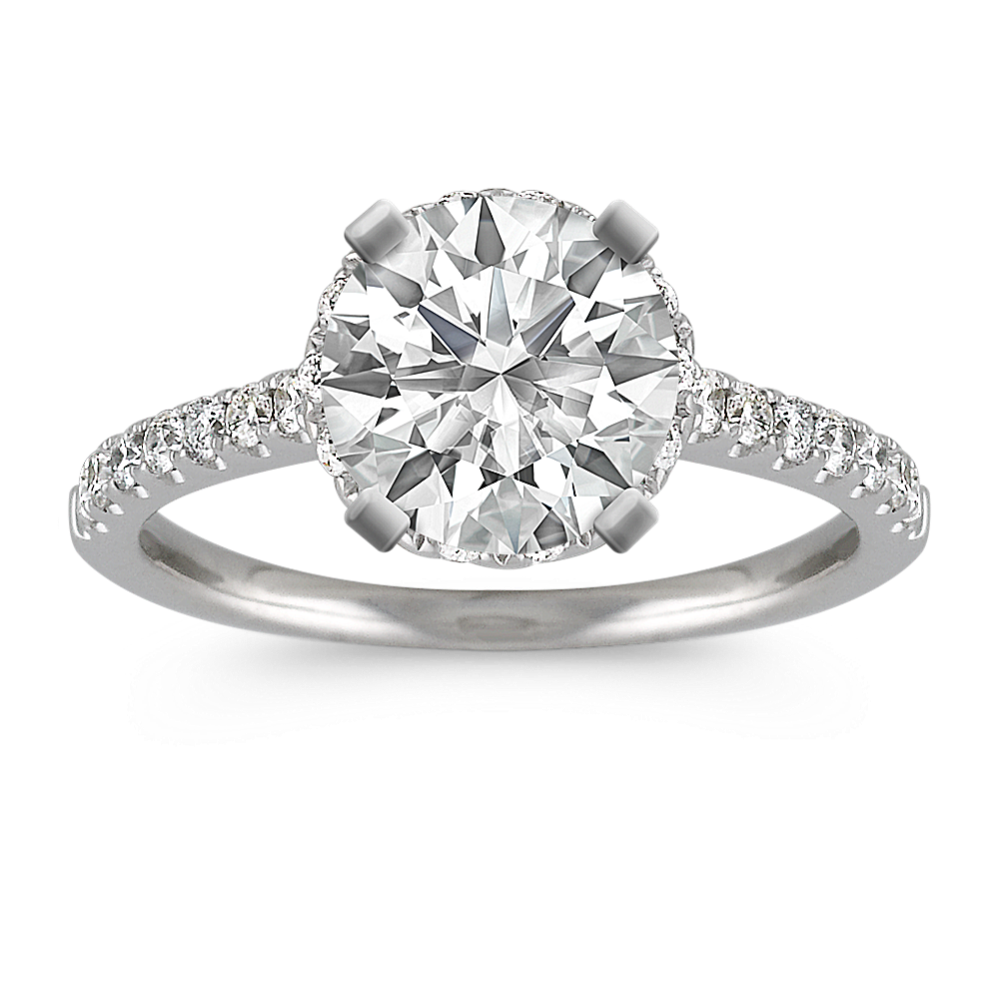 Delia Halo Engagement Ring in Platinum (Round)