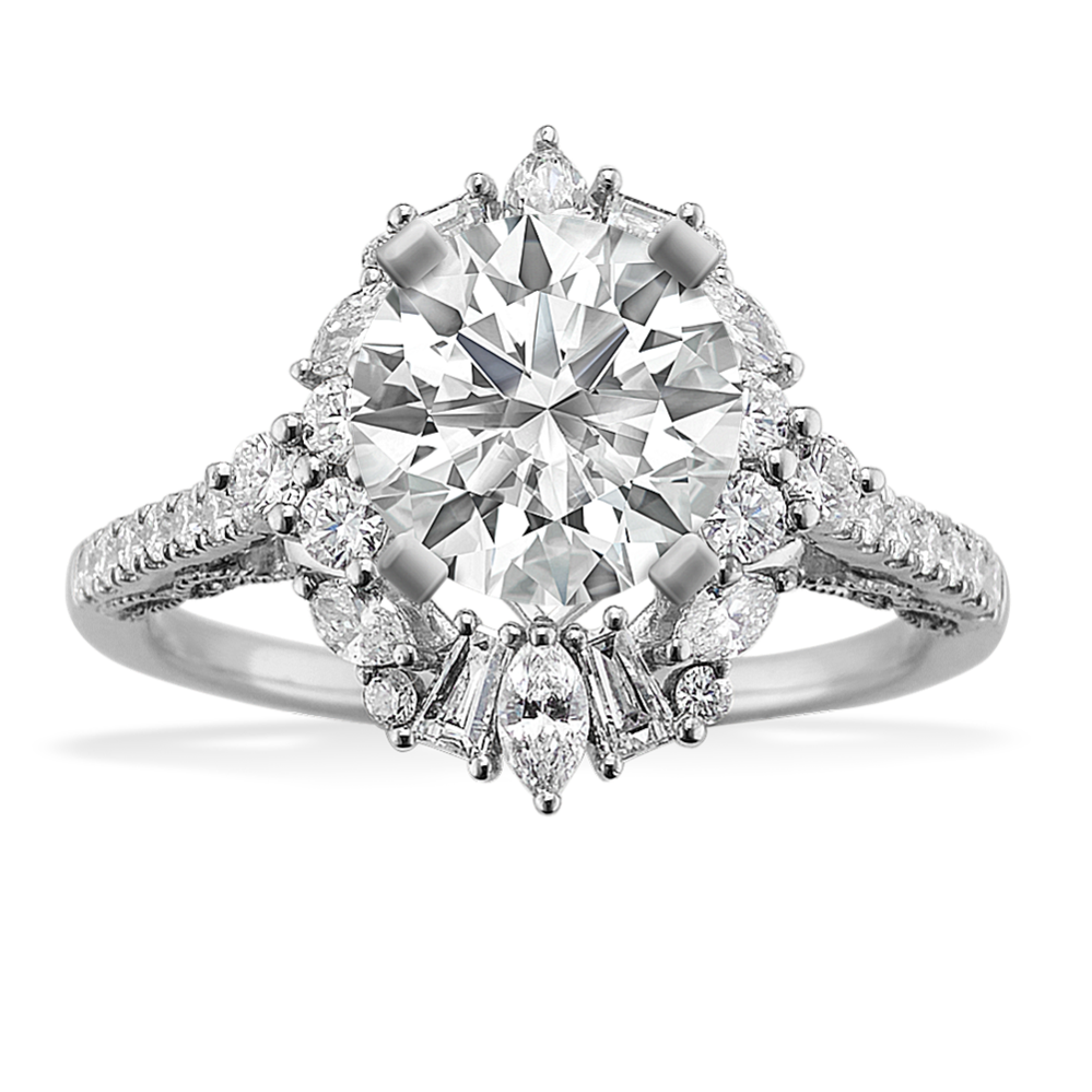 Esme Halo Engagement Ring in Platinum