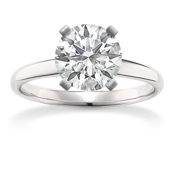 Solitaire Engagement Ring in 14k White Gold with Brilliant Round Diamond