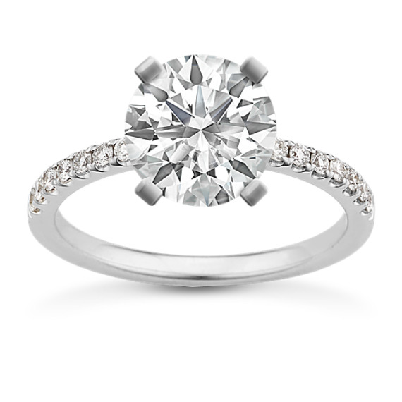 Pave-Set Diamond Engagement Ring with Brilliant Round Diamond