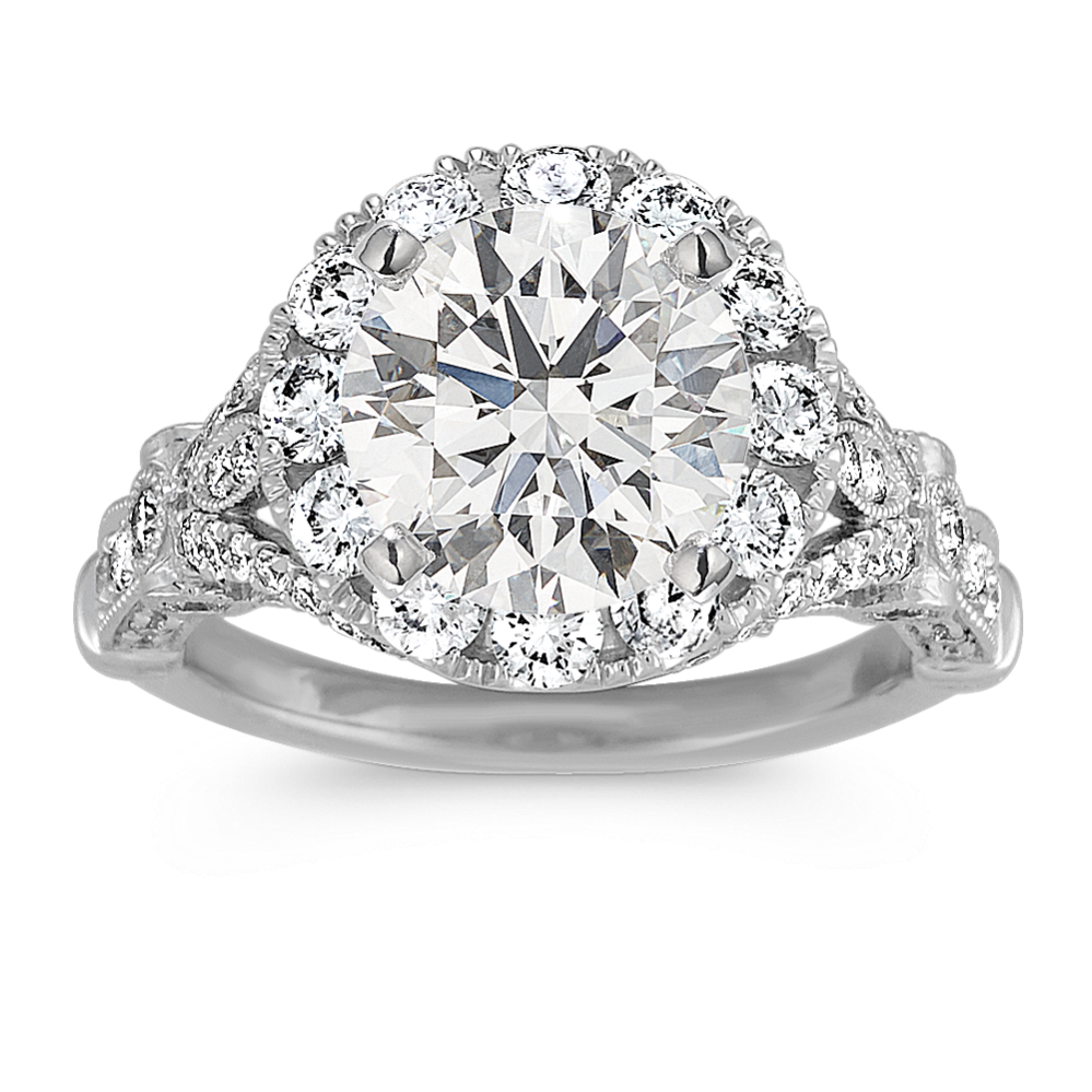 Round Diamond Halo Engagement Ring