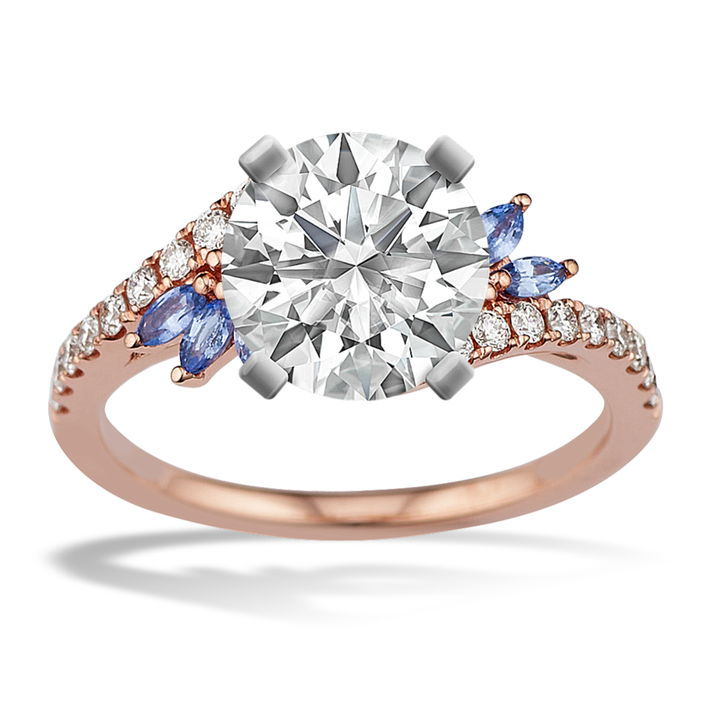 Hyacinth Sapphire & Diamond Halo Engagement Ring