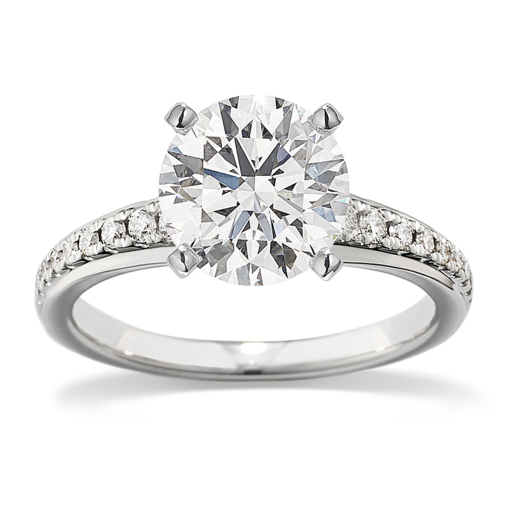 Pedestal Diamond Pave Engagement Ring