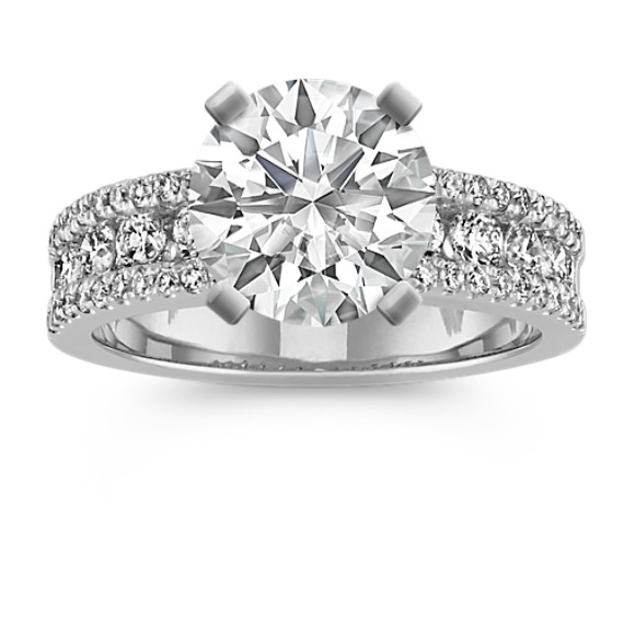 Channel-Set Round Diamond Classic Engagement Ring in 14k White Gold with Brilliant Round Diamond