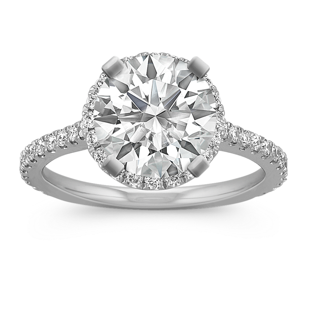 Ella Halo Engagement Ring for 2 ct Round Setting Price