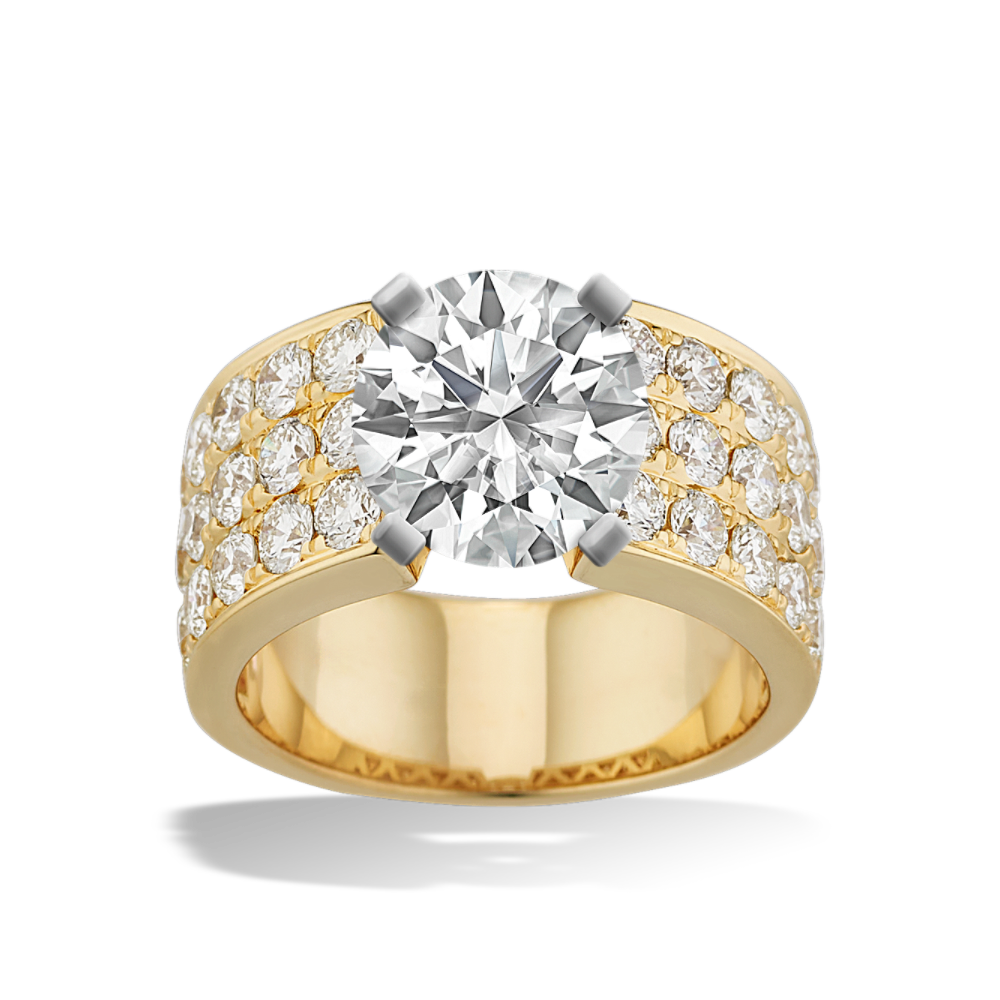 Pave-Set Round Natural Diamond Engagement Ring in 14k Yellow Gold