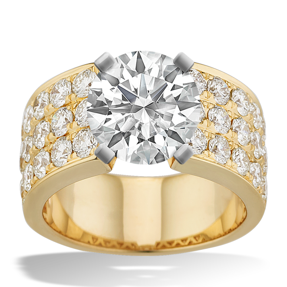Pave-Set Round Diamond Engagement Ring in 14k Yellow Gold